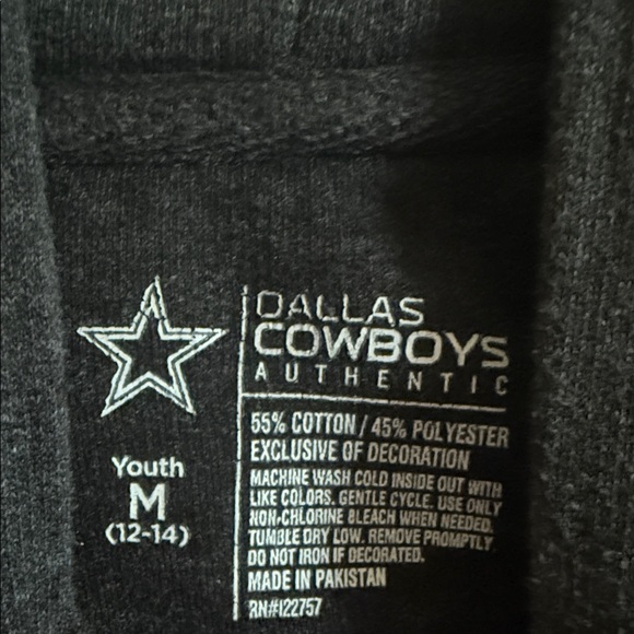 NFL Cowboys Dark Grey Pullover Hoodie (12/14) - Picture 2 of 3